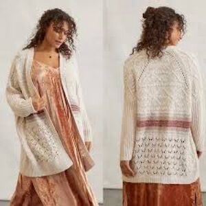 Anthropologie Cream and Pink Cardigan